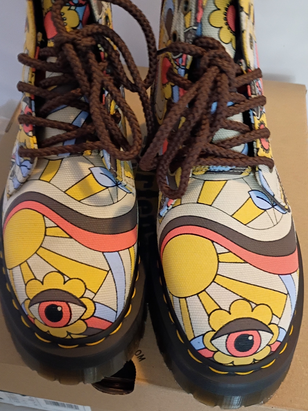 DR. MARTENS Mushroom Hippie JADON RETRO RAY CANVAS PLATFORM 8 EYE SIDE ZIP NEW - Picture 11 of 12